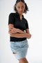 Women's Polo Neck Button Short Sleeve Knitwear Sweater Black 24S163 - 4