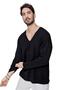Men's V-Neck Cotton Loose Knitwear Sweater Black 22sm212