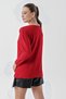 Women's Comfortable Fit Verev Stitching Detailed V-Neck Knitwear Sweater Red 24W117 - 5