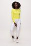 Women's Crew Neck Frilly Thin Knitwear Sweater Yellow 22sw305 - 3