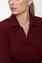 Women's Claret Red Polo Collar Comfortable Fit Ribbed Thin Knitwear Sweater 22wk203 - 4