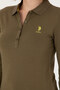 Women's Khaki Basic Polo Collar Sweatshirt 50271573 -Vr027 - 7