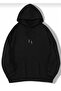 Unisex Black Dog Printed Oversize Winter Cotton Hooded Sweatshirt - 4