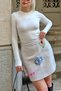 Beige Colored Embroidery Detailed Striped Women's Cashew Mini Skirt - 5