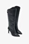 Fiona Black Leather Women's Heeled Boots - 4