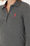 Women's Anthracite Melange Basic Polo Collar Sweatshirt 50271573-Vr081 - 7
