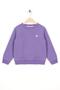 Crew Neck Long Sleeve Heart Embroidered Purple Color Girl's Sweatshirt