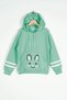 Hooded Long Sleeve Cagla Green Color Girl's Sweatshirt