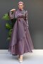 Stone-Embellished Organza Evening Dress Soft Lilac - 2