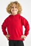Hooded Long Sleeve Red Color Girl's Sweatshirt