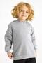Hooded Long Sleeve Gray Color Girl's Sweatshirt - 2