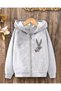 Bugs Bunny Cotton Children's Zippered Cardigan - Gray Printed Girls Boys Winter Hoodie