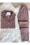 Mink Polka Dot Patterned Front Buttoned Fleece Pajama Set - 3