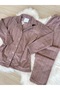 Mink Polka Dot Patterned Front Buttoned Fleece Pajama Set - 7