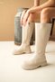 Dulanca Beige Leather Pull-On Casual Women's Boots - 2