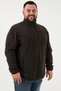Regular Fit Mock Neck Zippered Large Size Fleece Cardigan Men's Cardigan 5906028B