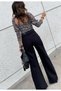 Black High Waist Women's Palazzo Jeans Trousers, Lycra Black Loose Jeansfrango - 4