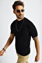Men's Black Corded Crew Neck T-Shirt