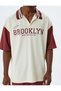 Oversize Slogan Printed Sports T-shirt - V-neck, Short Sleeve - 5