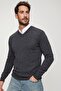 Men's Anthracite V-Neck Knitwear Sweater 20w151 - 3