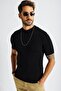 Men's Black Corded Crew Neck T-Shirt - 2