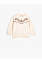 Sweat Embroidery Detail Long Sleeve Crew Neck Cotton