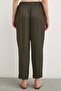 Elastic Waist Pipe Leg Trousers Khaki - 6