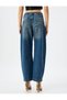X Inji - Loose Fit Stitching Detailed Buttoned Pocket Cotton Balloon Fit Jeans - 4