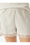 Shorts Pajama Bottoms with Textured Lace Detail - 5