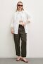 Elastic Waist Pipe Leg Trousers Khaki