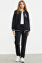 Black Knitwear Combined Zippered Tracksuit Set