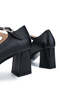 Women's Genuine Leather Black Leather Heeled Shoes - 4