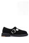 Women's Genuine Leather Black Suede Casual Shoes