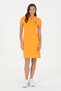 Women's Orange Polo Neck Mini Length Knitted Dress 50280064-Vr051 - 3