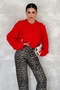 Women's Red Standard Size Ripped Detailed Tasseled Knitwear Sweater - 6