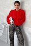 Women's Red Standard Size Ripped Detailed Tasseled Knitwear Sweater - 5