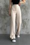 Women's New Season High-Waisted Classic Cream Fabric Trousers - 6