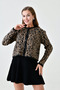 Women's Leopard Patterned Crew Neck Buttoned Knitwear Cardigan 3540 - 4