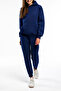 Women's 3 Thread Relaxed Fit Hooded Tracksuit Set with Elastic Legs - Casual - 2