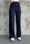 New Season Women's Lycra Elastic Waist Wide Leg Palazzo Navy Blue Trousers