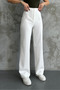 Women's New Season High-Waist Classic White Fabric Trousers - 2