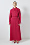 A-Line Buttoned Satin Dress - 2