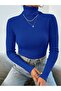 Unisex Cobalt Blue Cotton Turtleneck Camisole Slimfit Turtleneck Sweater - 3