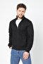 Men's Black Long Sleeve Front Zippered Cardigan - 2