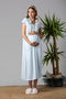 Elegant Lace Detailed Maternity Nightgown Set with Nursing Features and Robe Effortt - Blue - 3