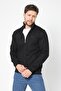 Men's Black Long Sleeve Front Zippered Cardigan