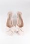 Women's Bow Detail Beige Satin Heeled Shoes