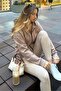 Beige Zippered Hooded Long Sleeve Short Cardigan Mg2214 - 2