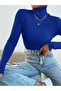 Unisex Cobalt Blue Cotton Turtleneck Camisole Slimfit Turtleneck Sweater