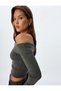 Long Sleeve Slim Fit Madonna Collar Off-The-Shoulder T-Shirt